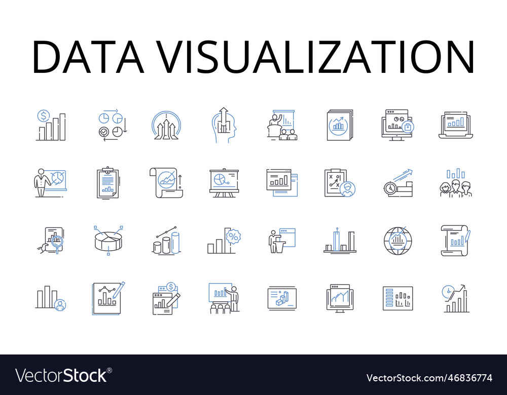 Data visualization line icons collection Vector Image Data visualization line icons collection
