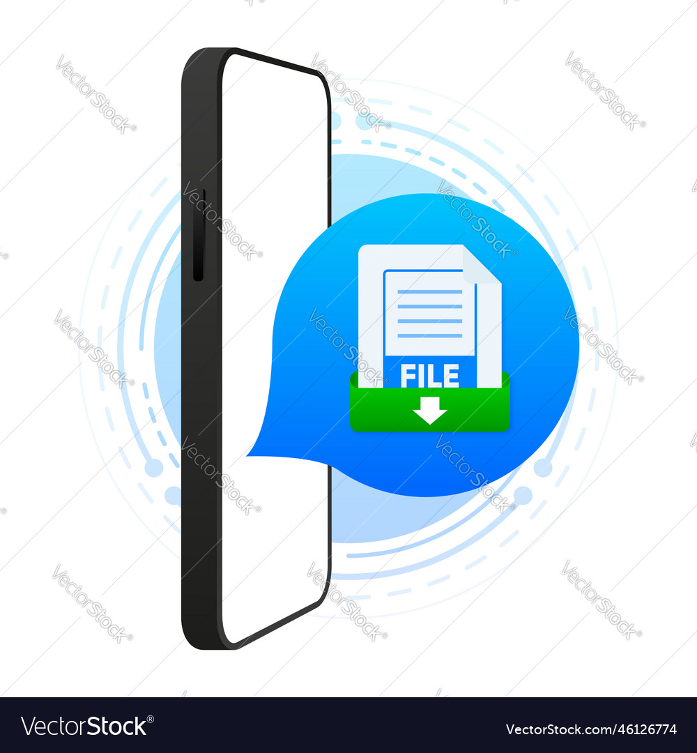 Document file download on device screen vector image Document file download on device screen