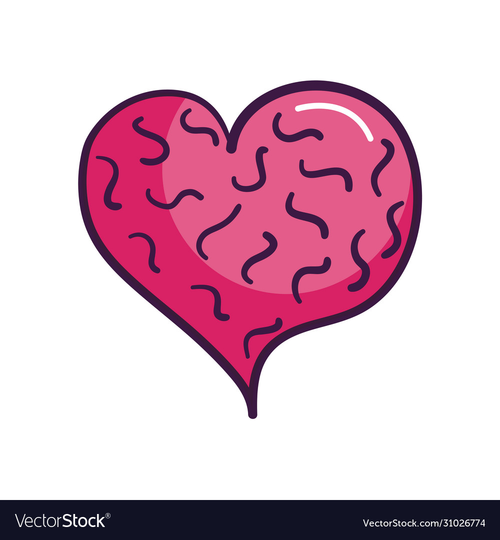 Heart with decorative lines icon line color style