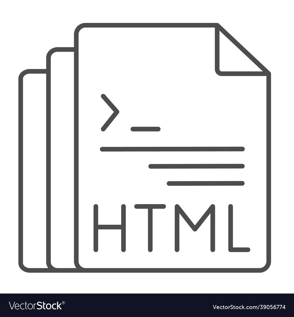 Html code document files thin line icon