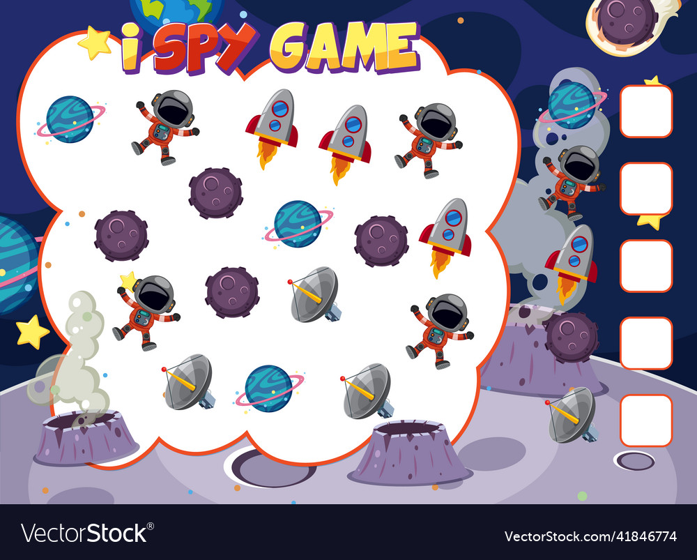Math counting game template of space vector image Math counting game template of space