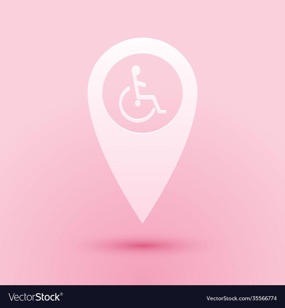 Paper cut disabled handicap in map pointer icon