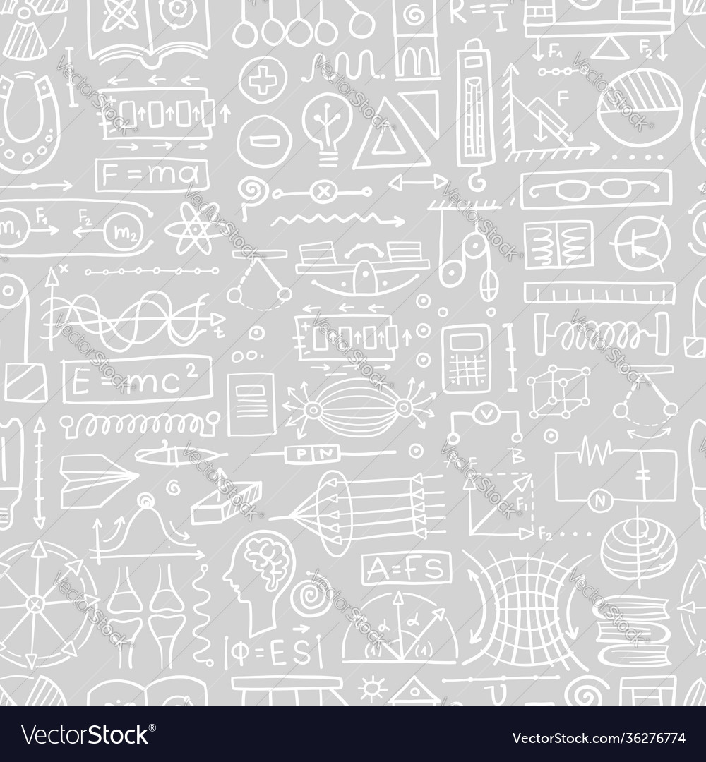 Physics icons sign and symbols seamless pattern