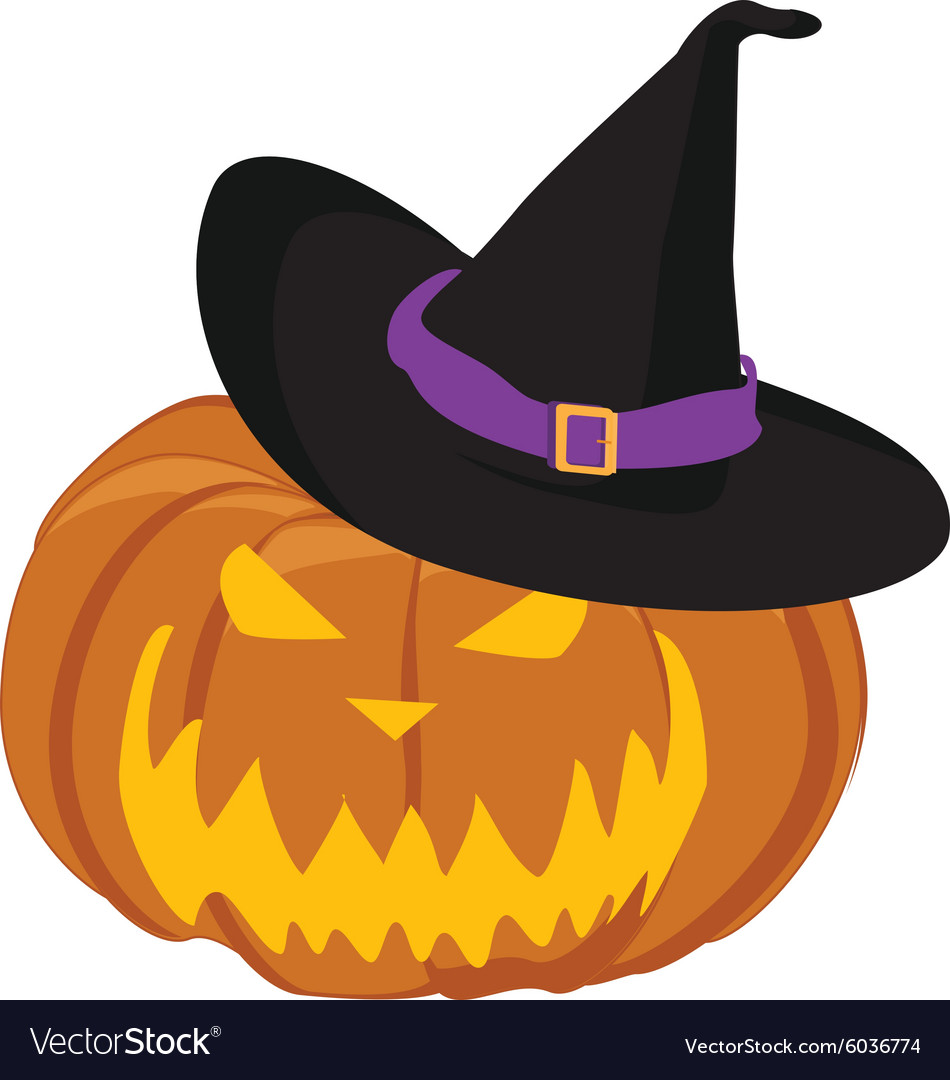 Pumpkin in hat Royalty Free Vector Image - VectorStock