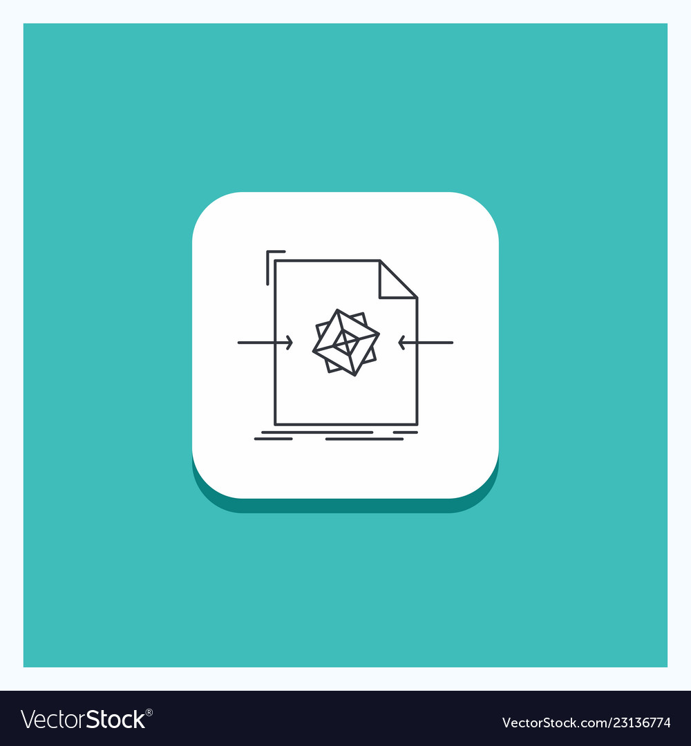 Round button for 3d document file object vector image Round button for 3d document file object