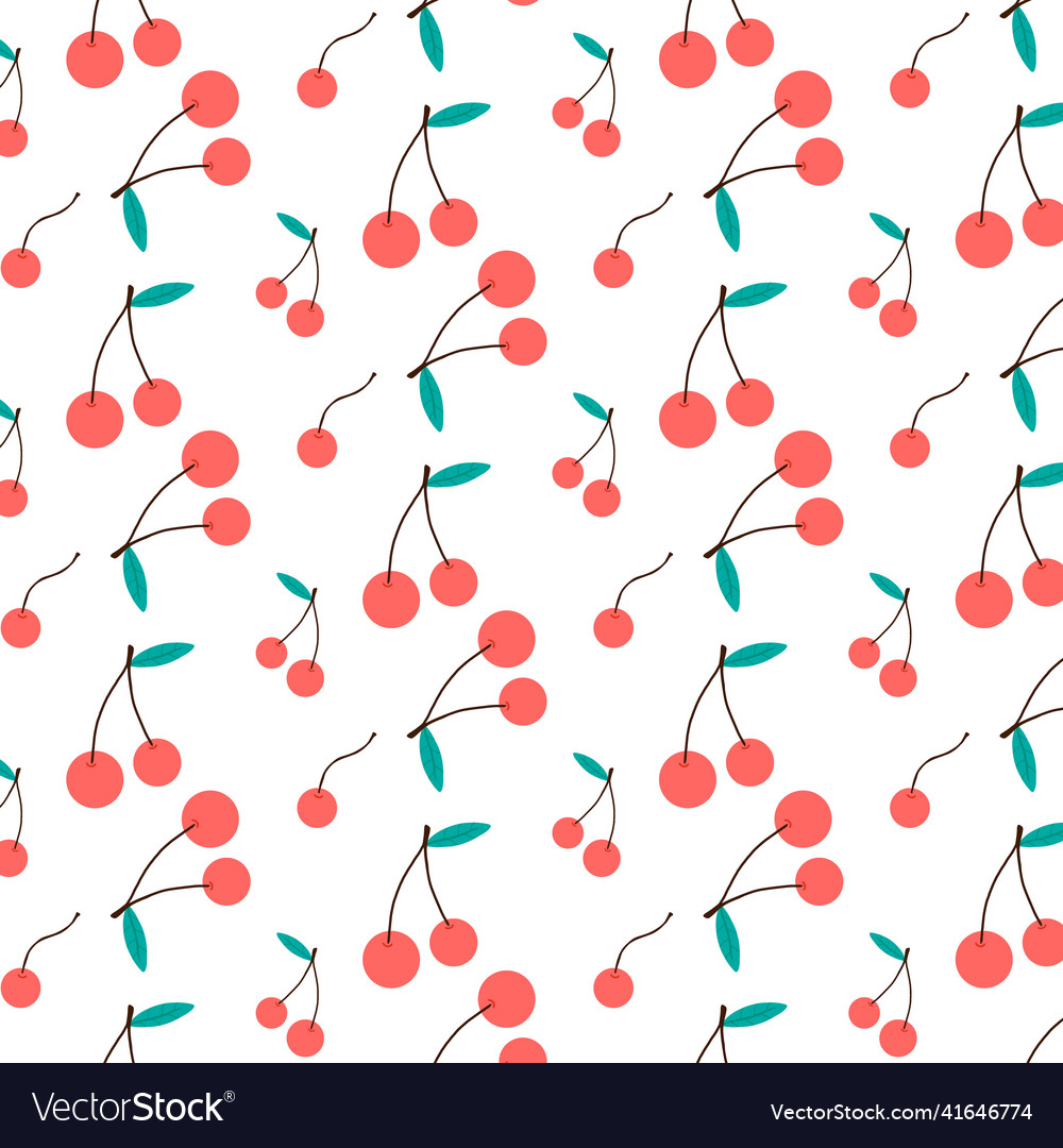 Seamless pattern with red cherries