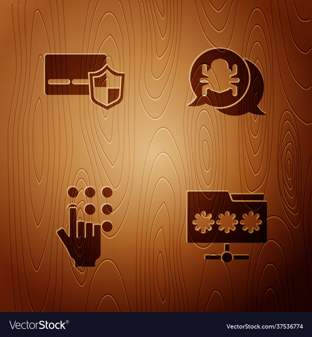 Set folder with password credit card shield Vector Image Set folder with password credit card shield