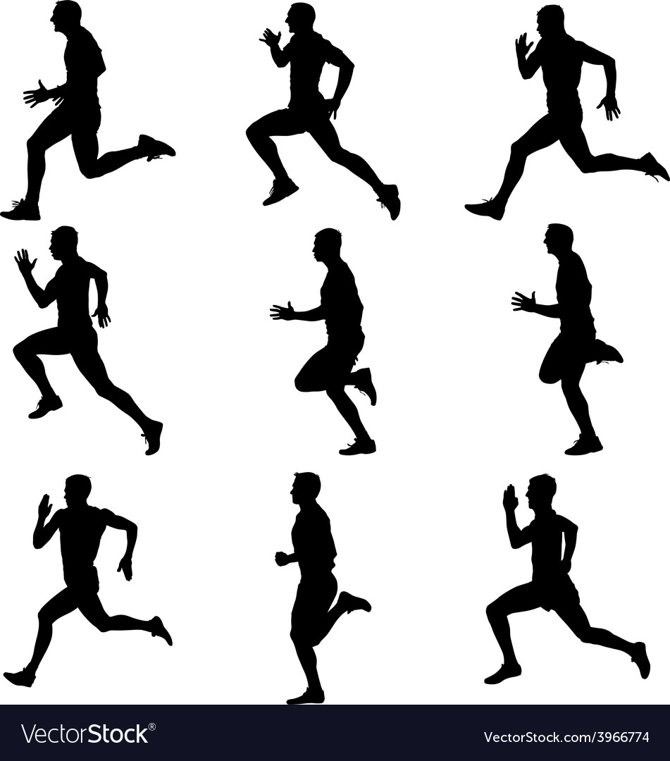 Silhouettes of Runners Sprinting