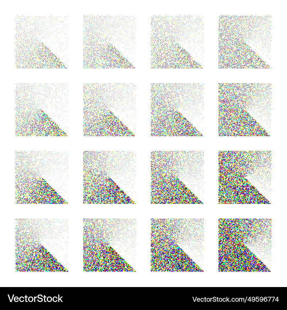 Square Shaped Dotted Objects Stipple Elements Vector Image