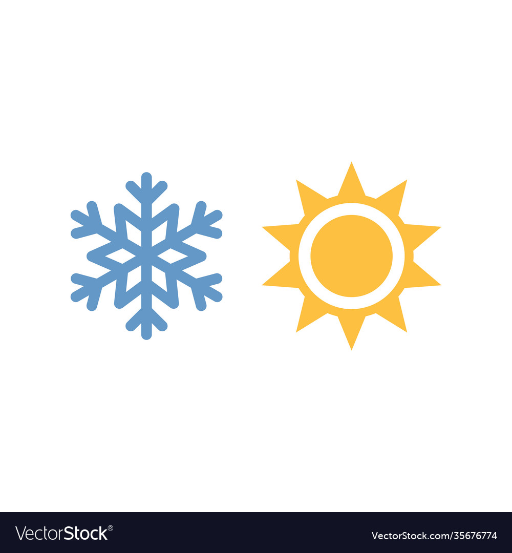 Sun and snowflake colorful icon Royalty Free Vector Image