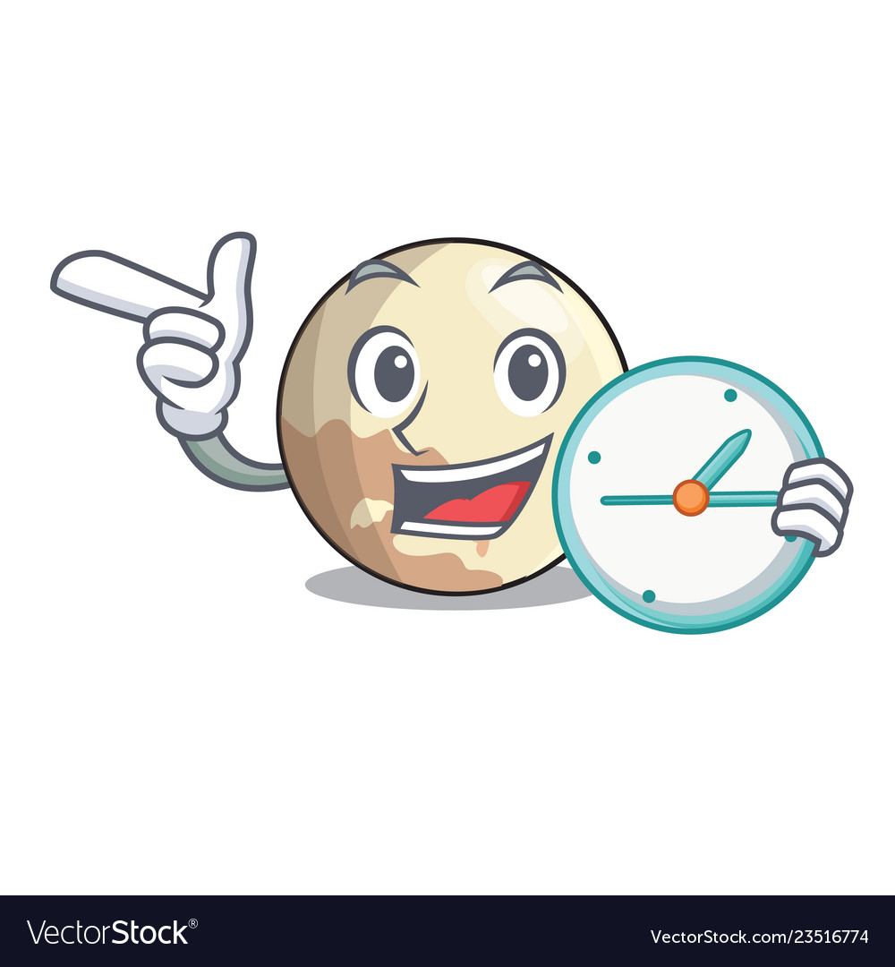 With clock image of planet pluto in character Vector Image With clock image of planet pluto in character