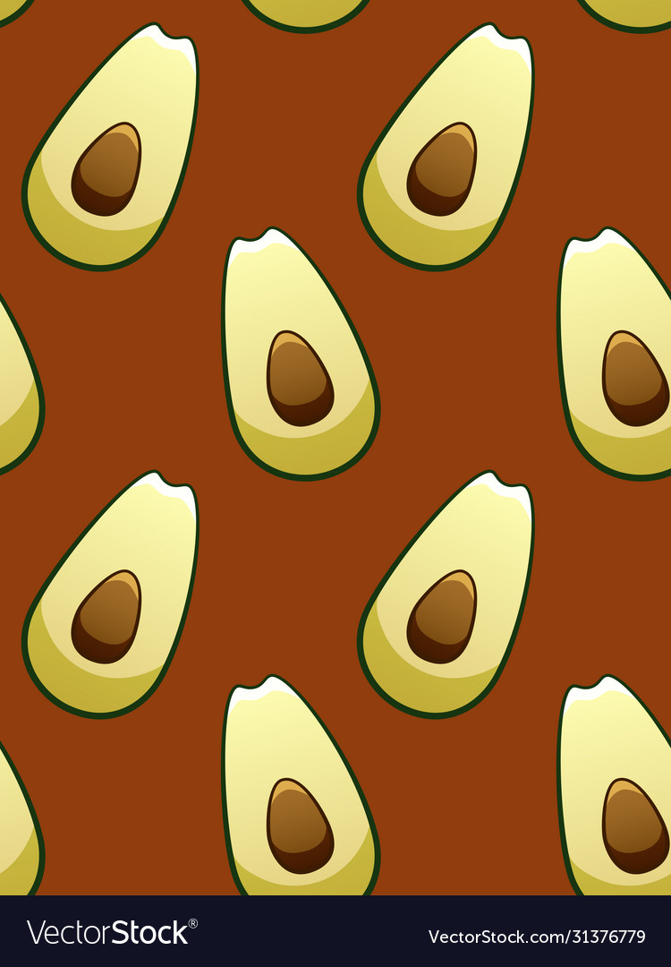 Avocado seamless pattern on red background Vector Image Avocado seamless pattern on red background