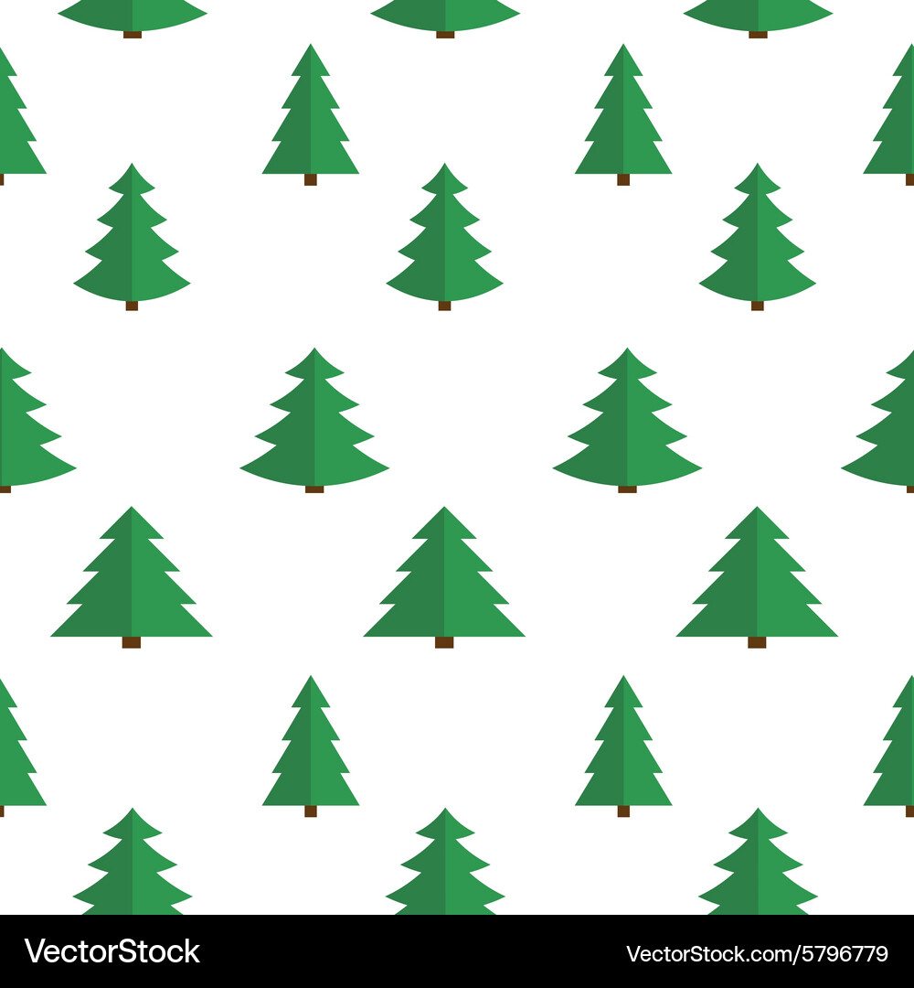 Christmas flat tree seamless pattern background Vector Image