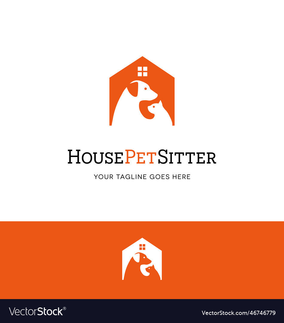 Dog and cat logo design for pet services business Vector Image