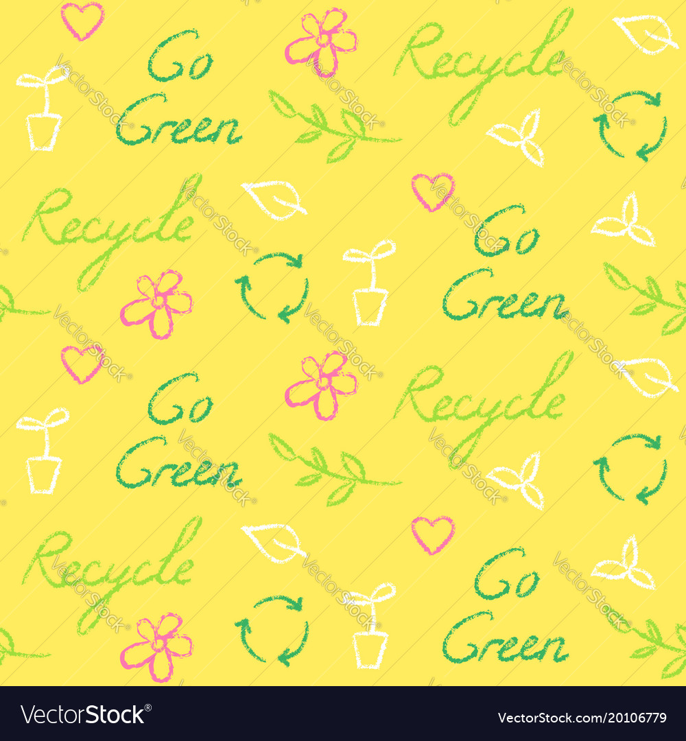 Ecology seamless pattern with recycling symbol