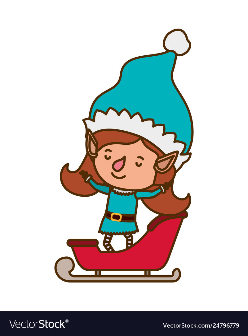 Elf woman with sleigh avatar character Royalty Free Vector