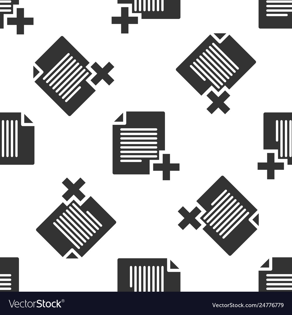 Grey add new file icon isolated seamless pattern vector image Grey add new file icon isolated seamless pattern