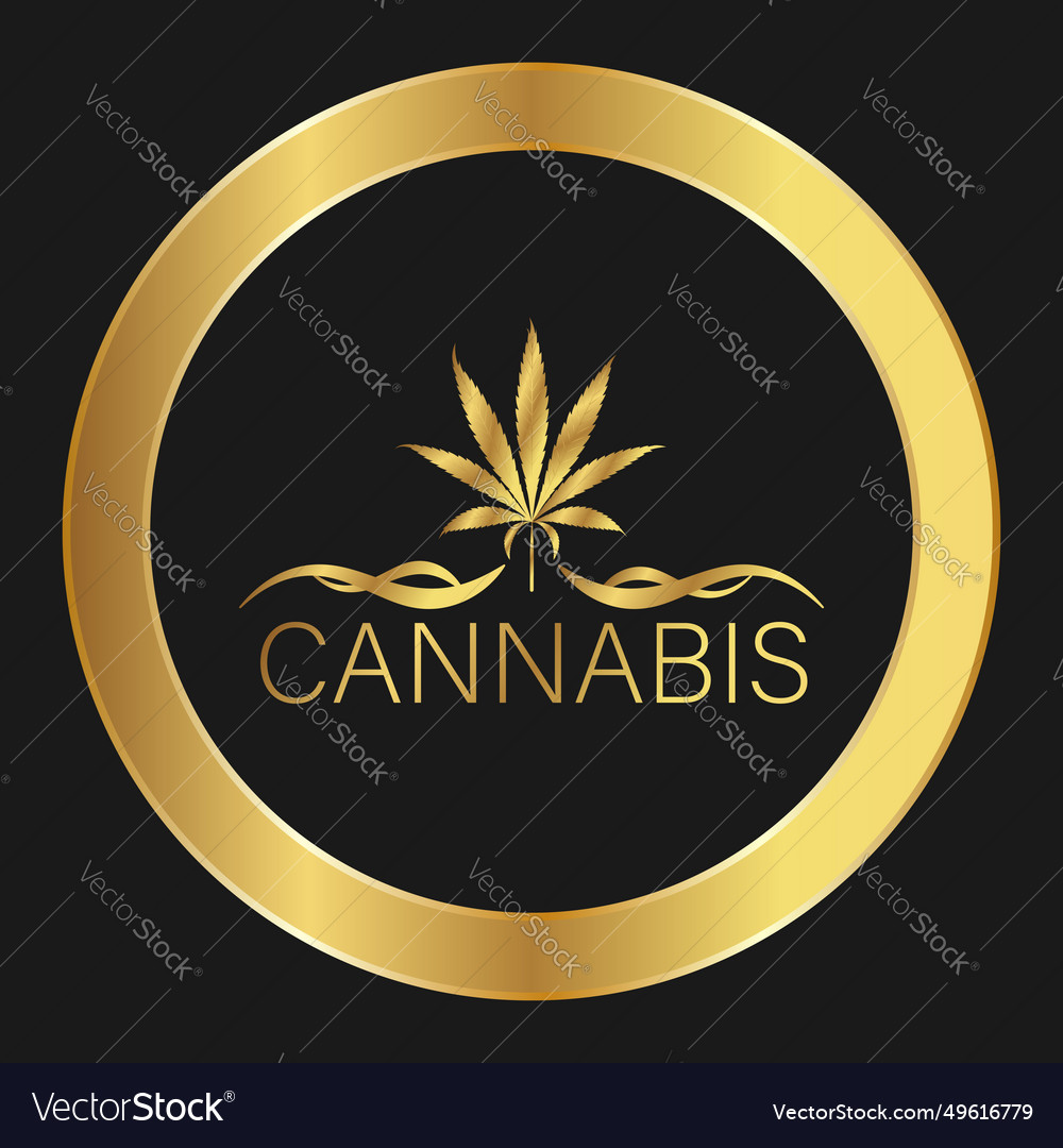 Leaf of cannabis gold icon for advertising