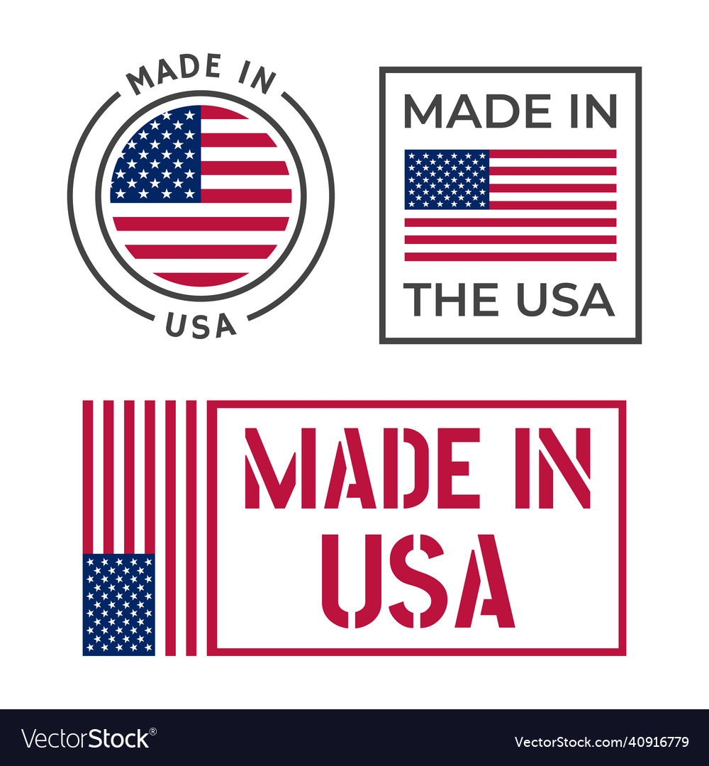 Made in usa icon set american product labels Vector Image