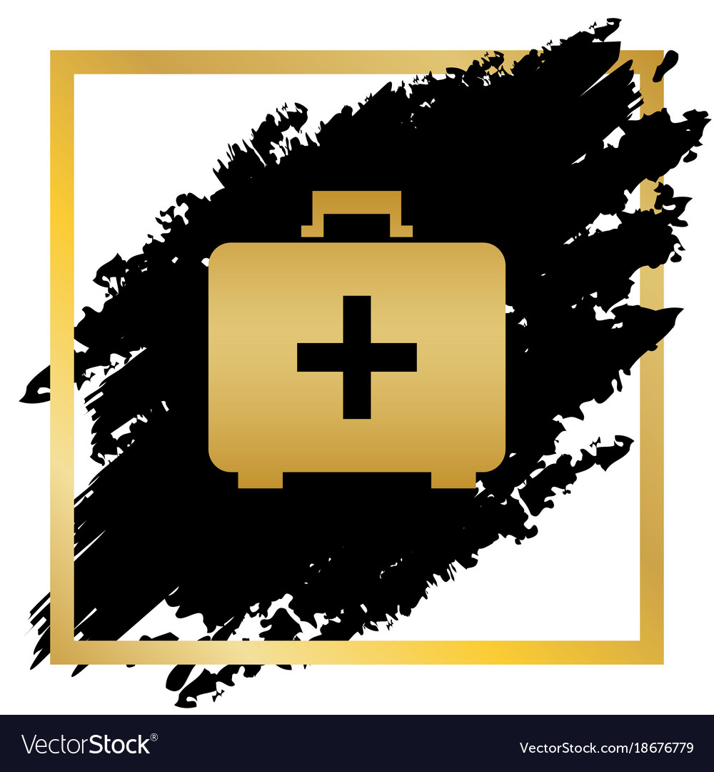 Medical first aid box sign golden icon