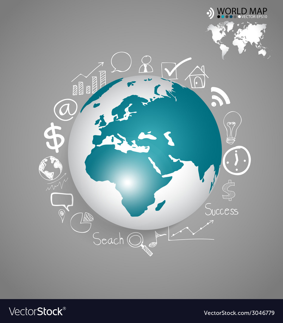 Modern globe with application icon template