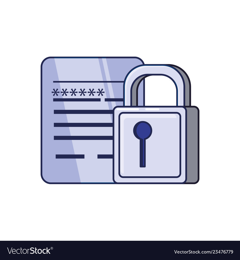 Sicherer Vorhängeschloss und Dokument mit Passwort vector image Sicherer Vorhängeschloss und Dokument mit Passwort