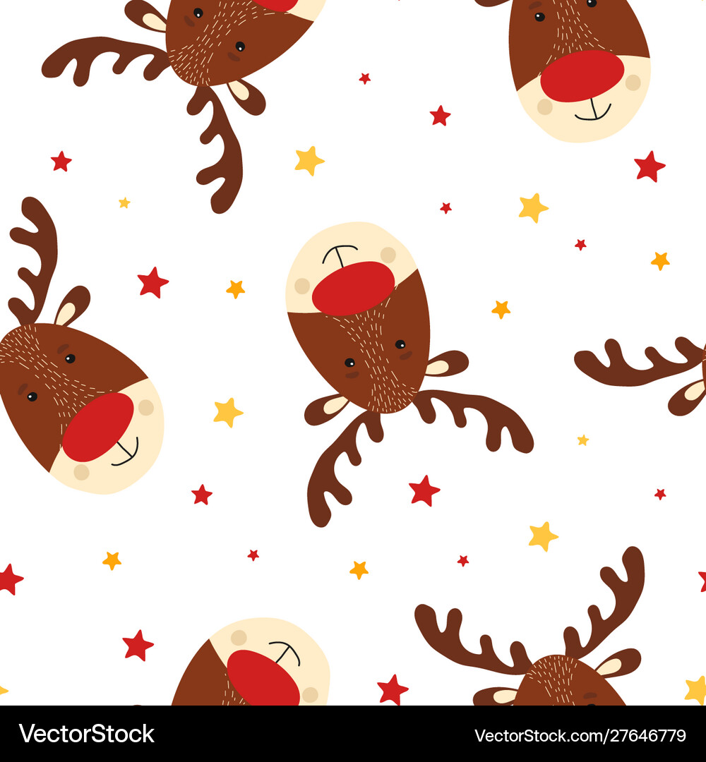 Seamless pattern with cute deer Royalty Free Vector Image