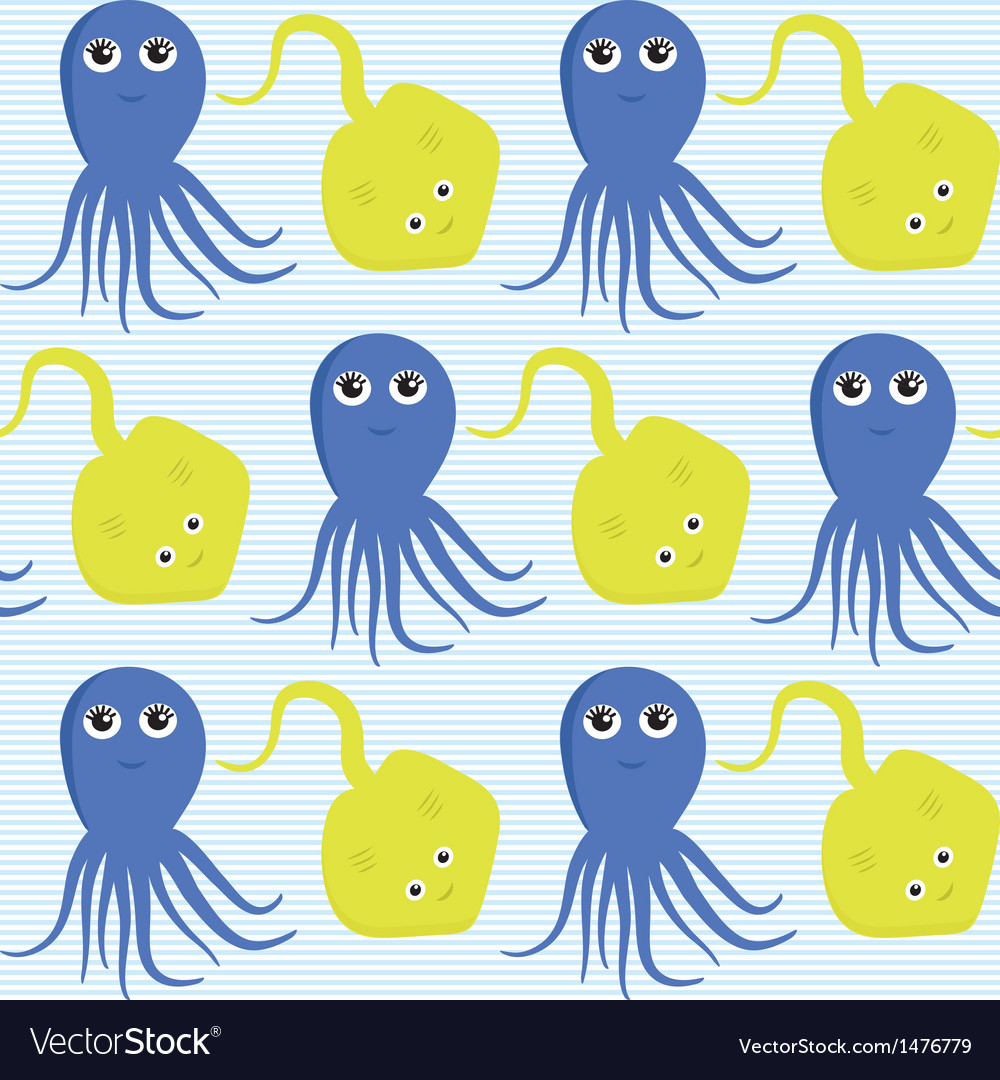 Seamless pattern with octopus and ramp easy