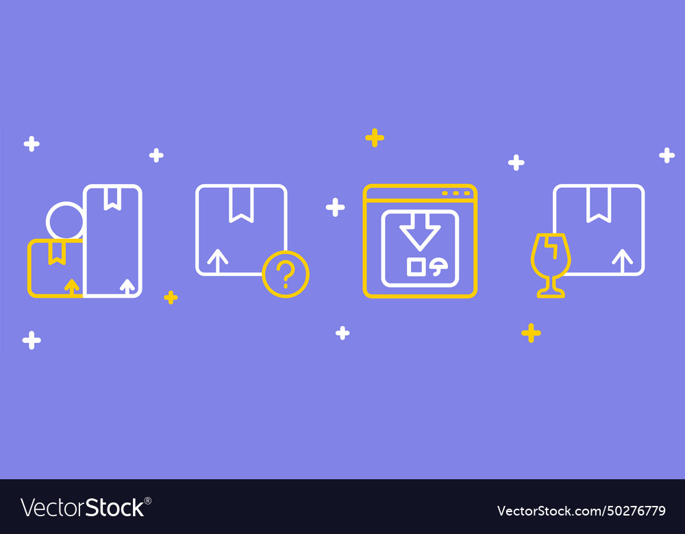 Set line package box with fragile content online vector image Set line package box with fragile content online