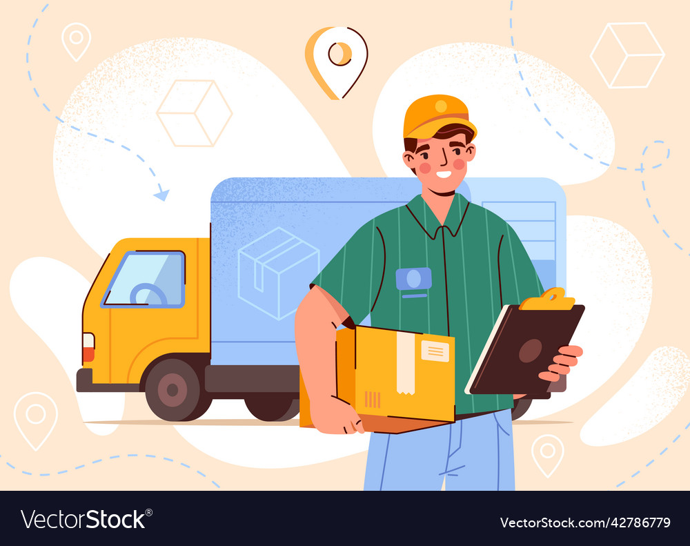 Smiling Delivery Man with Package
