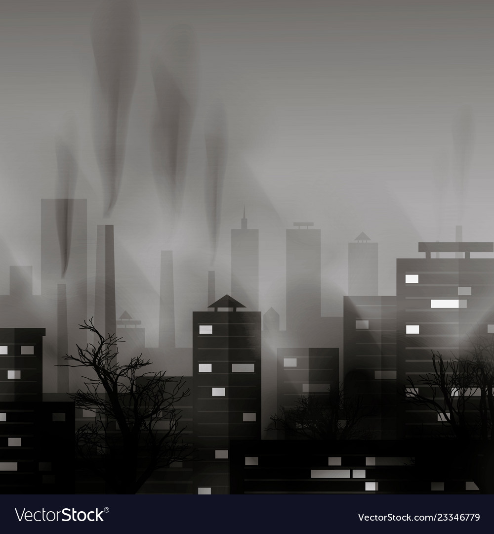 Smog polluted urban landscape highly polluted Vector Image