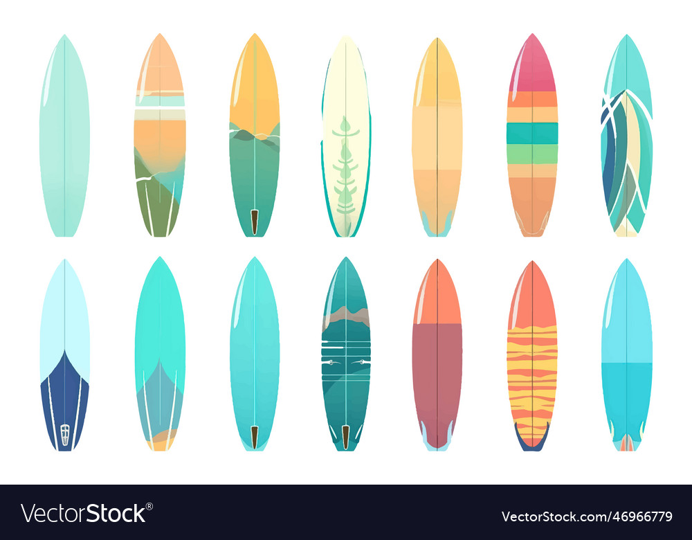 Ui set of colorful surfboard Vector Image Ui set of colorful surfboard