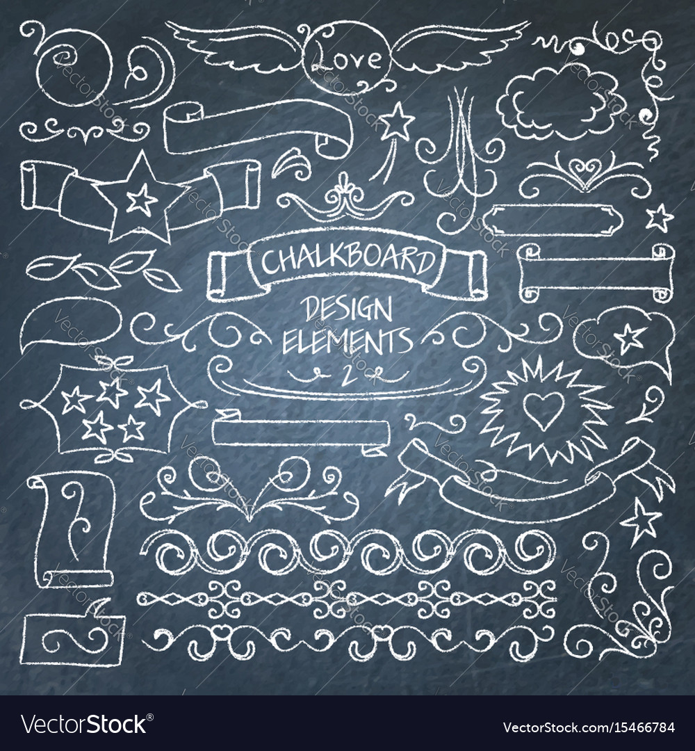 Big collection chalkboard elements Royalty Free Vector Image