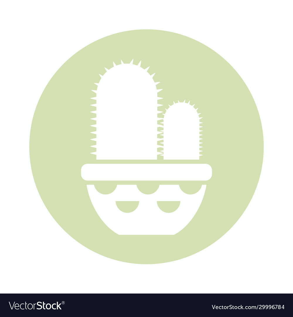 Cactus with potted block and flat style icon