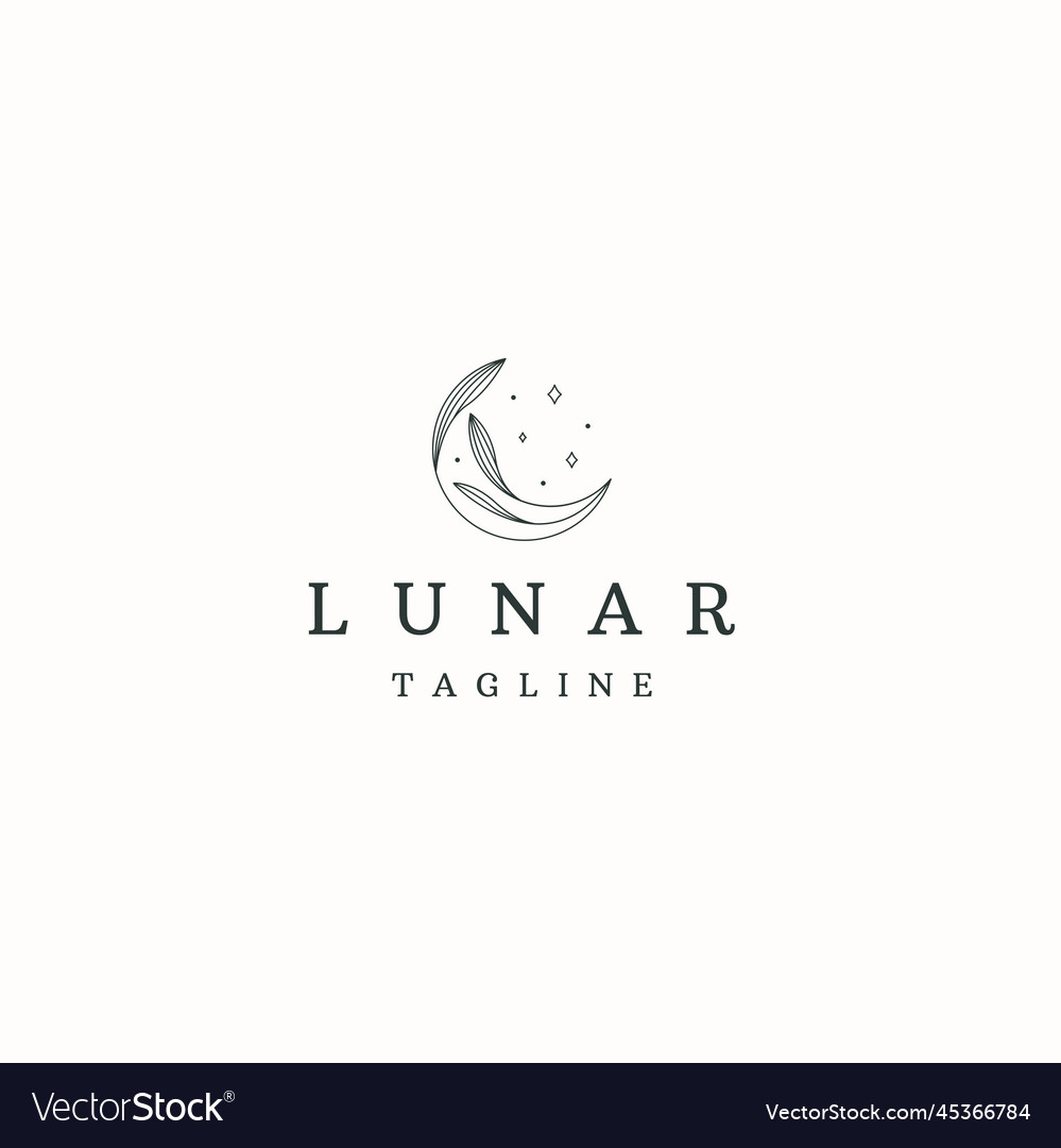 Crescent moon lunar line art style logo icon Vector Image