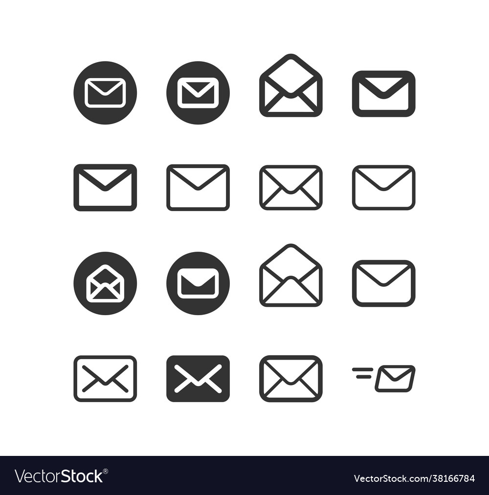 Envelope line icon set e-mail message symbol Vector Image Envelope line icon set e-mail message symbol