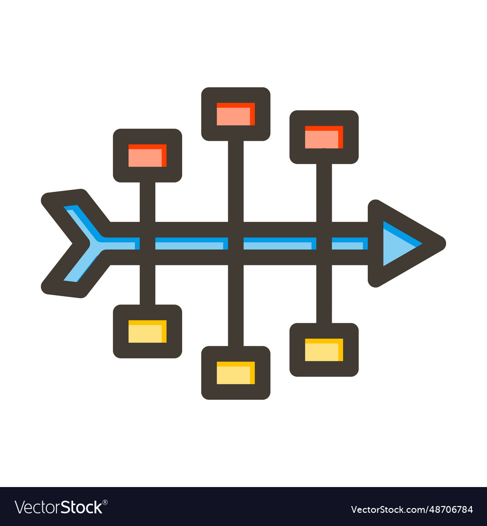 Fishbone diagram thick line filled colors icon