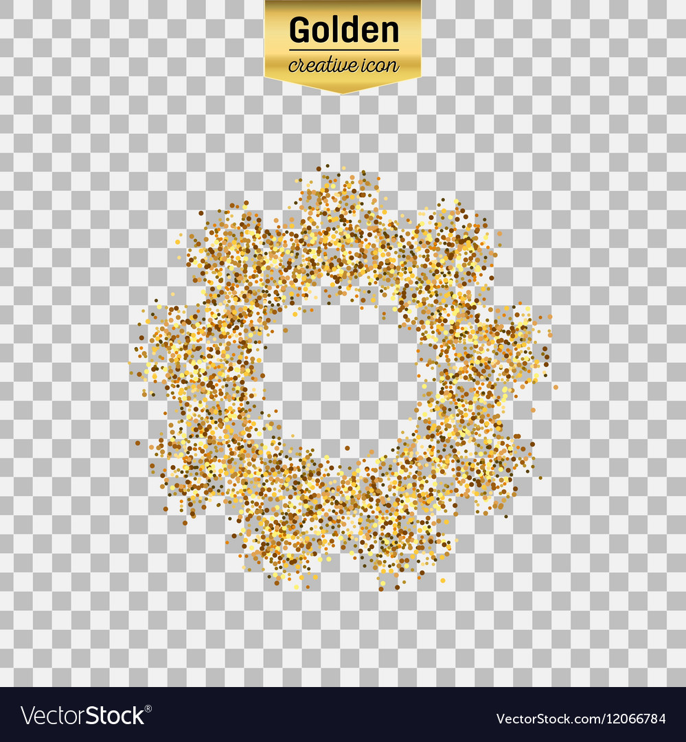 Gold glitter icon of gear wheel isolated