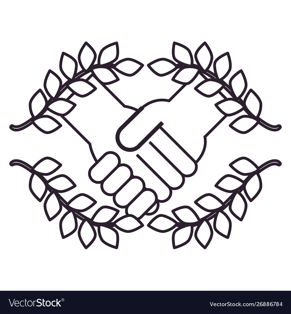 Handshake icon flat design linear image