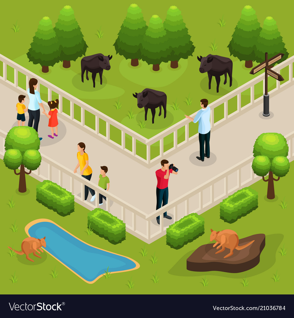 isometric zoo template royalty free vector image