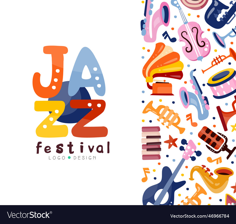 Jazz musical festival and concert card vector image Jazz musical festival and concert card