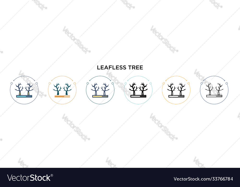 Leafless tree icon in filled thin line outline