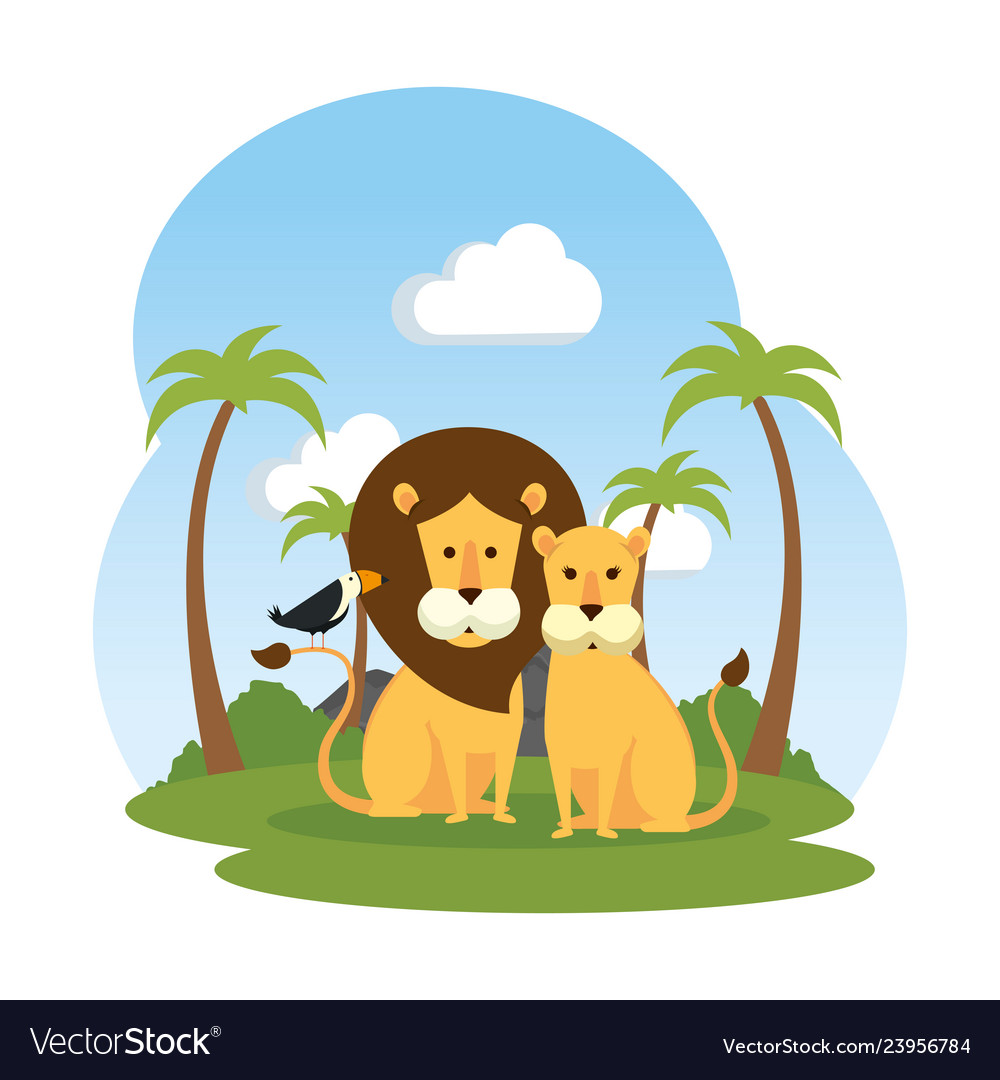 Lion Couple mit Toucan
