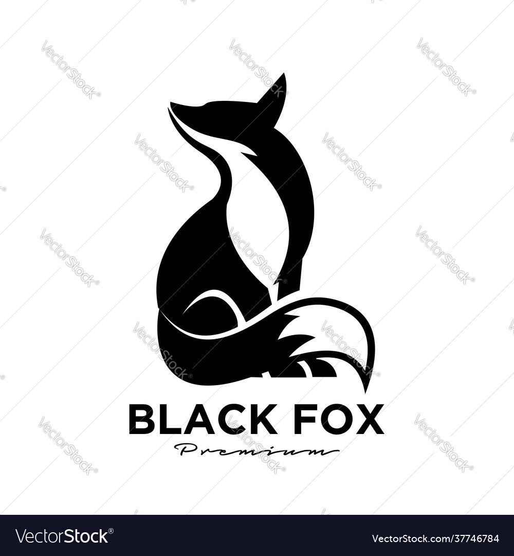 Logo design black fox silhouette animal mascot