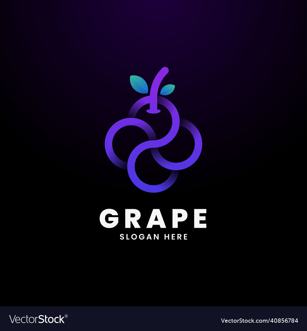 Logo grape gradient line art style Vector Image Logo grape gradient line art style