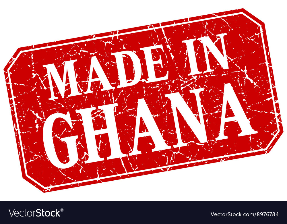 Made In Ghana Red Square Grunge Stamp Royalty Free Vector