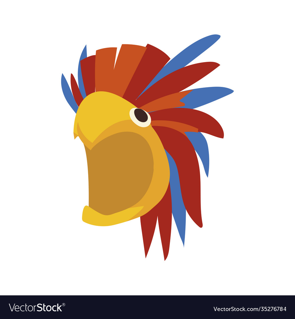 Parrot mask with feather accessory tropical icon Vector Image