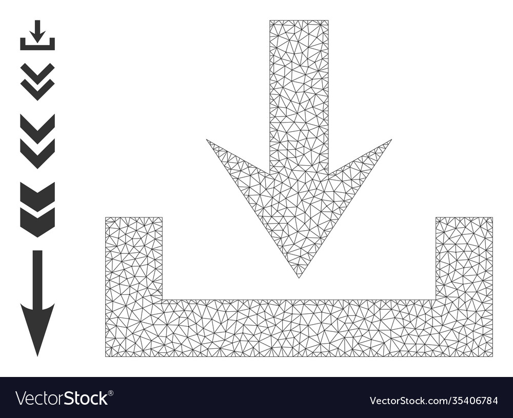 Polygonal net downloads icon with simple vector image Polygonal net downloads icon with simple