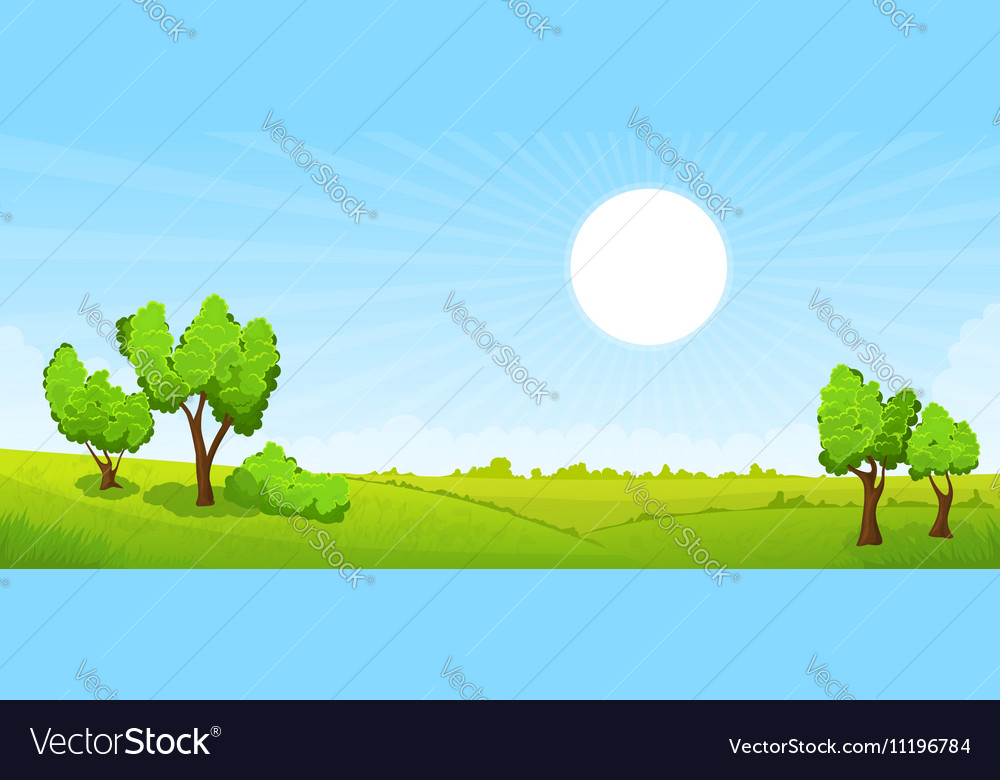 Rural summer landscape Royalty Free Vector Image