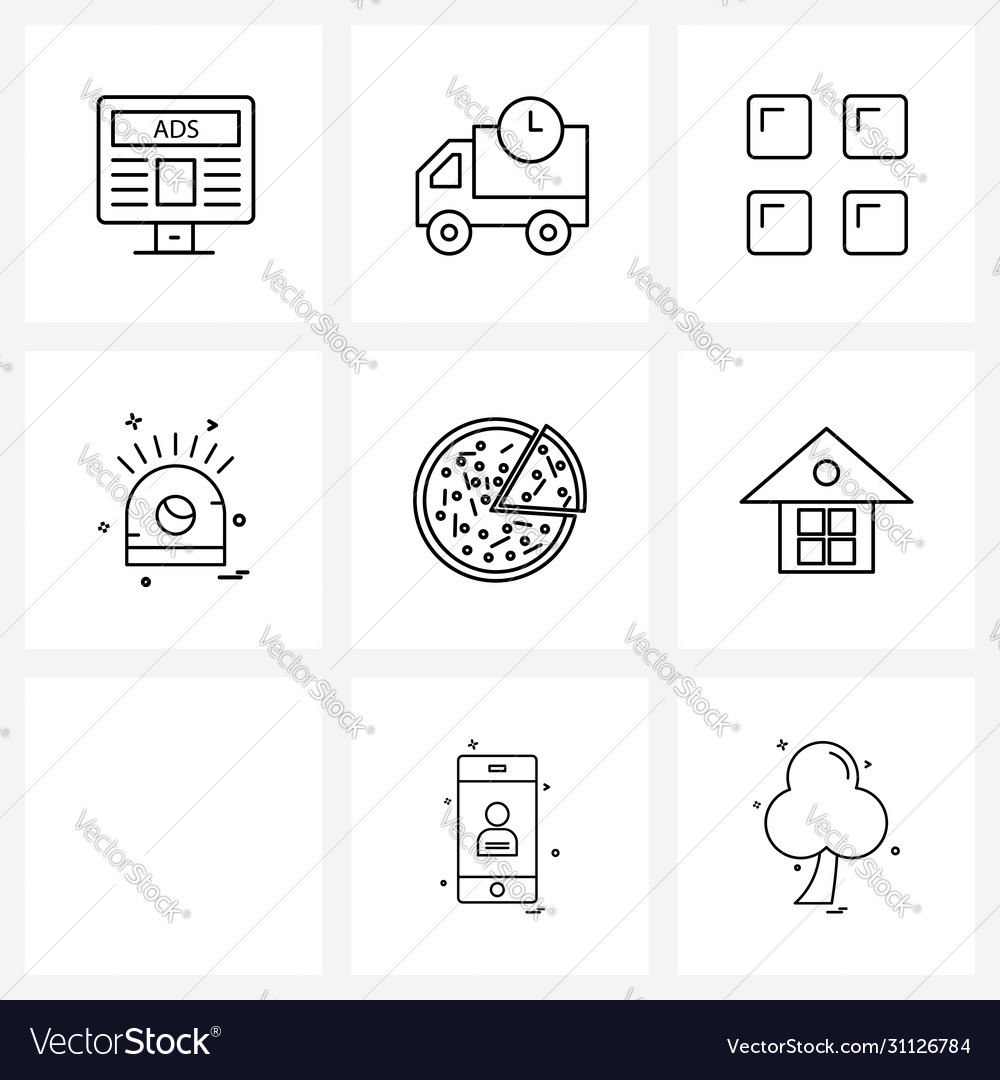 Set 9 simple line icons for web and print